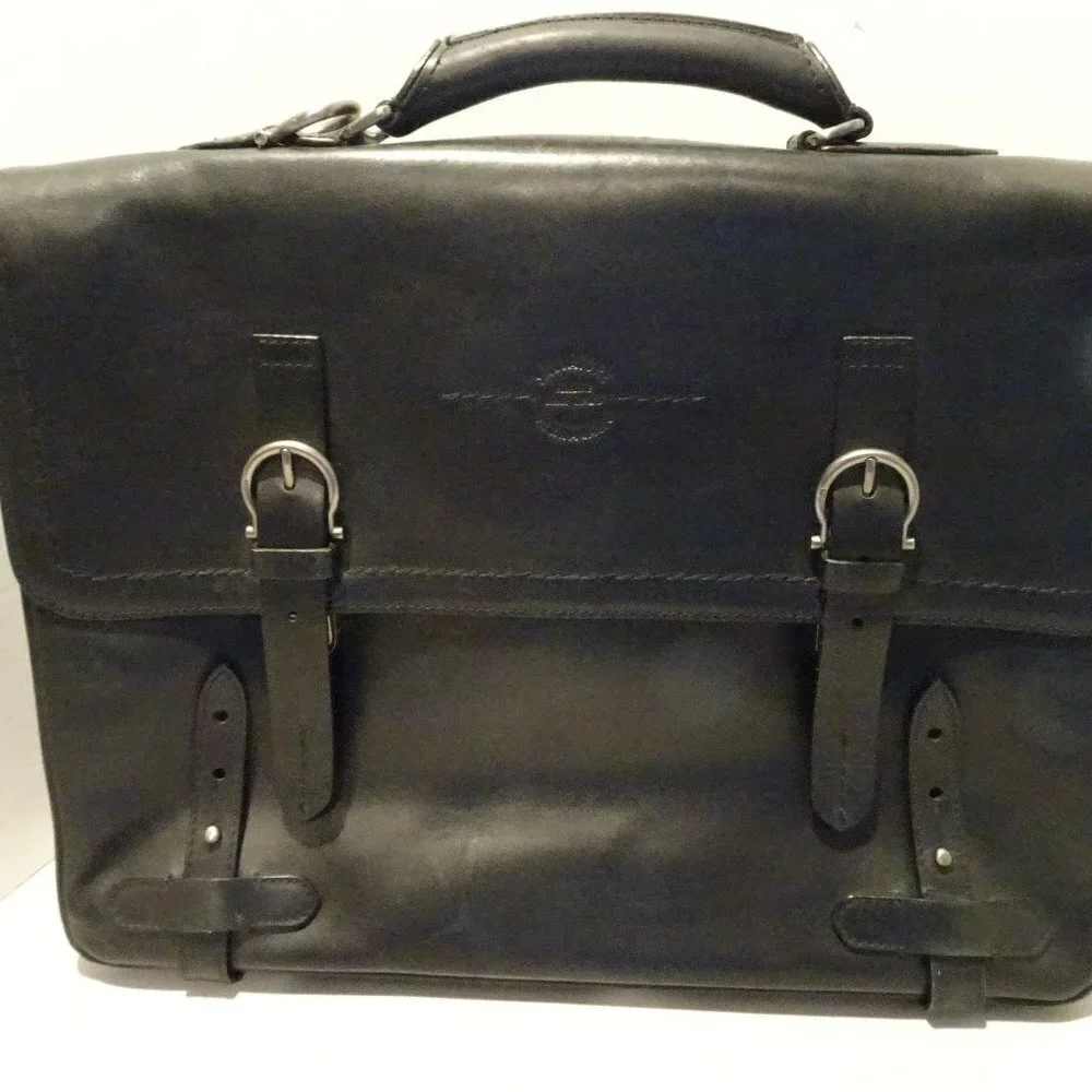 Salvatore Ferragamo Black Leather Briefcase Messenger Bag Satchel No Strap